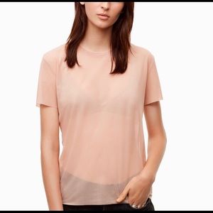 Aritzia mesh tee, pale pink